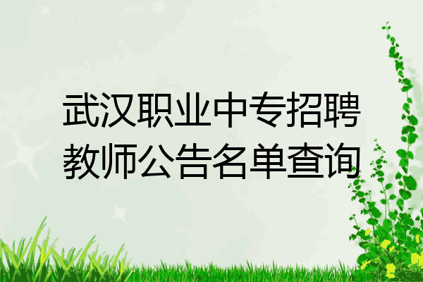 武汉职业中专招聘教师公告名单查询