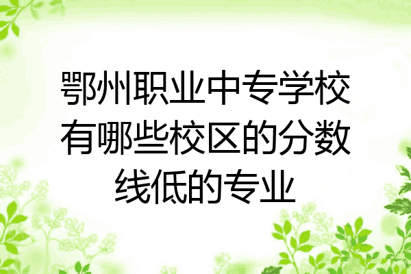 鄂州职业中专学校有哪些校区的分数线低的专业