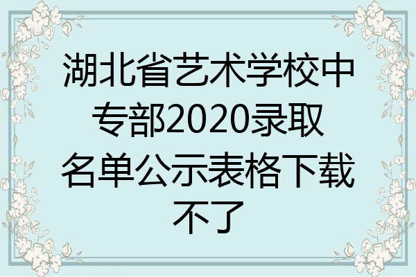 湖北省艺术学校中专部2020录取名单公示表格下载不了