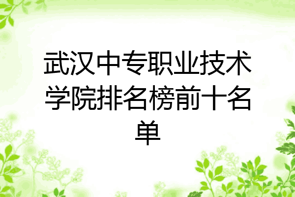 武汉中专职业技术学院排名榜前十名单