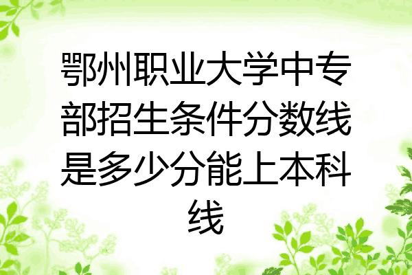 鄂州职业大学中专部招生条件分数线是多少分能上本科线