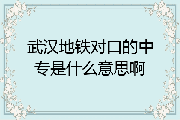 武汉地铁对口的中专是什么意思啊