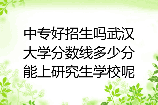 中专好招生吗武汉大学分数线多少分能上研究生学校呢