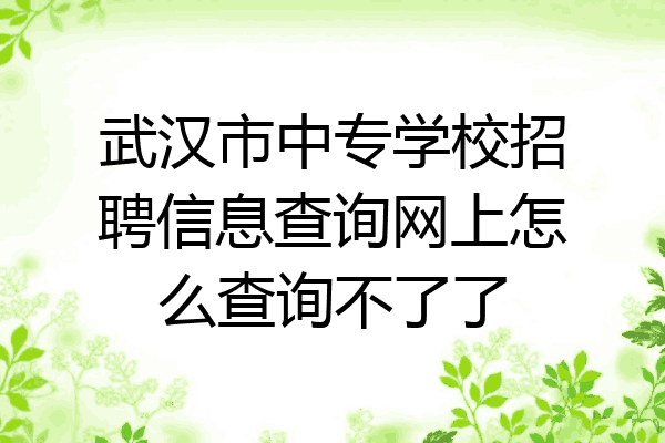 武汉市中专学校招聘信息查询网上怎么查询不了了