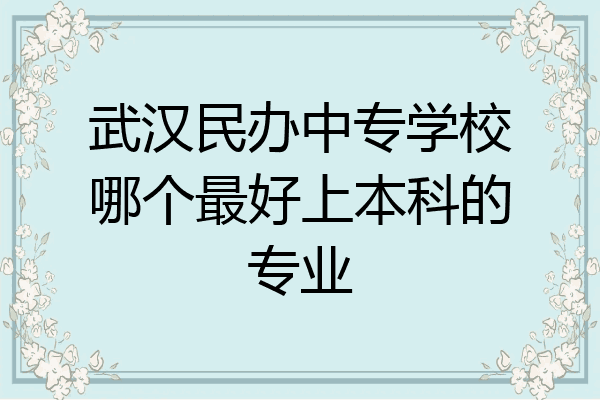 武汉民办中专学校哪个最好上本科的专业