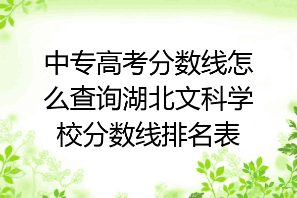 中专高考分数线怎么查询湖北文科学校分数线排名表