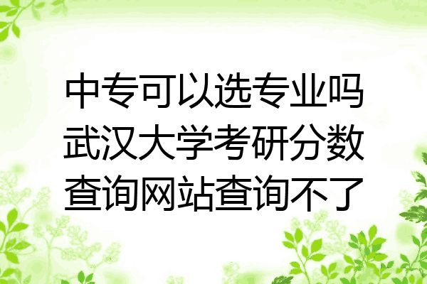 中专可以选专业吗武汉大学考研分数查询网站查询不了