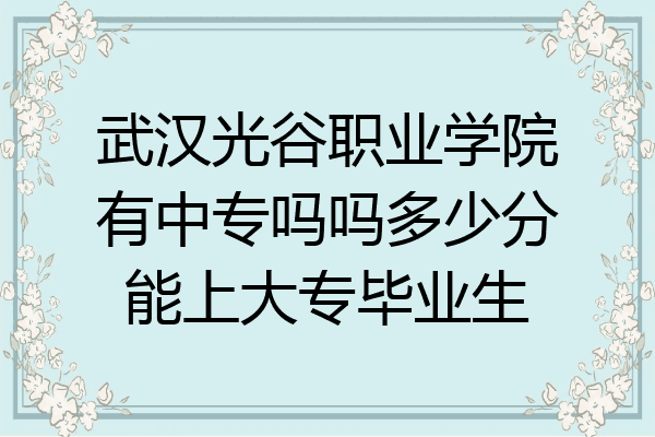 武汉光谷职业学院有中专吗吗多少分能上大专毕业生