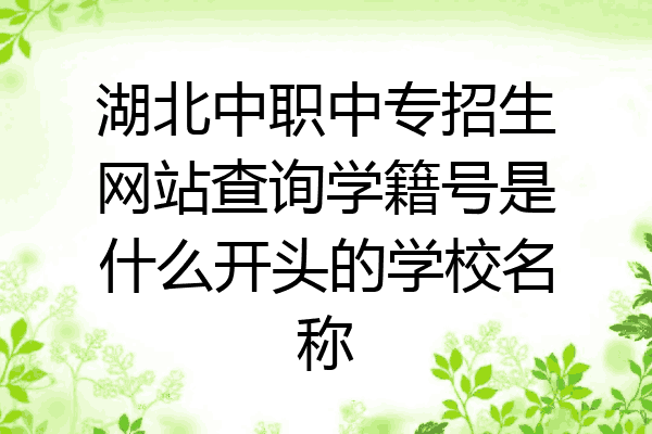 湖北中职中专招生网站查询学籍号是什么开头的学校名称
