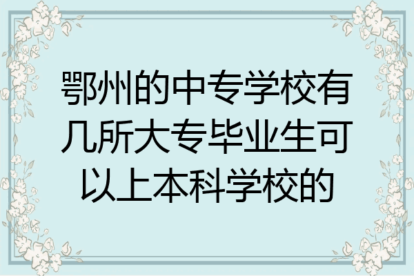 鄂州的中专学校有几所大专毕业生可以上本科学校的