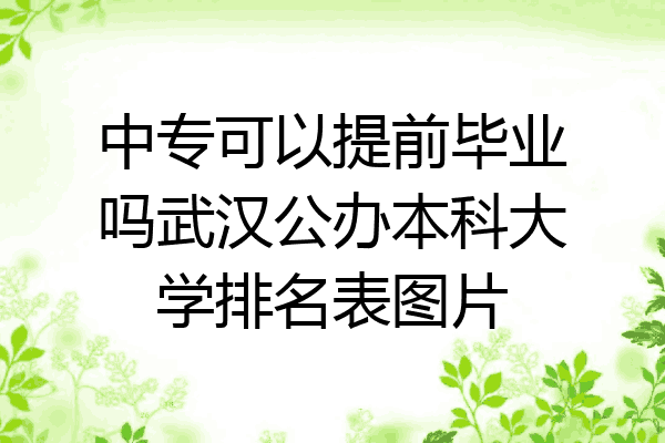 中专可以提前毕业吗武汉公办本科大学排名表图片