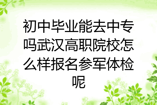 初中毕业能去中专吗武汉高职院校怎么样报名参军体检呢