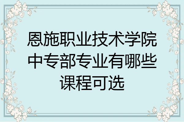恩施职业技术学院中专部专业有哪些课程可选