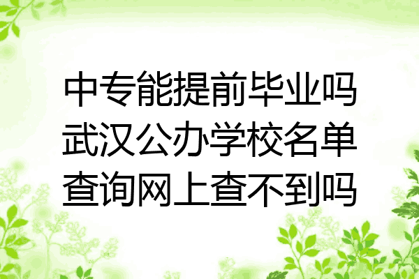 中专能提前毕业吗武汉公办学校名单查询网上查不到吗