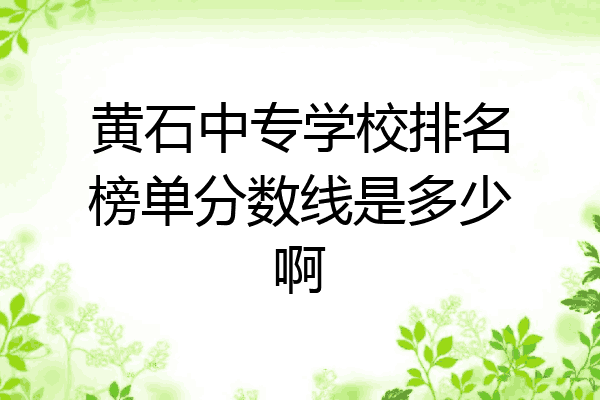 黄石中专学校排名榜单分数线是多少啊
