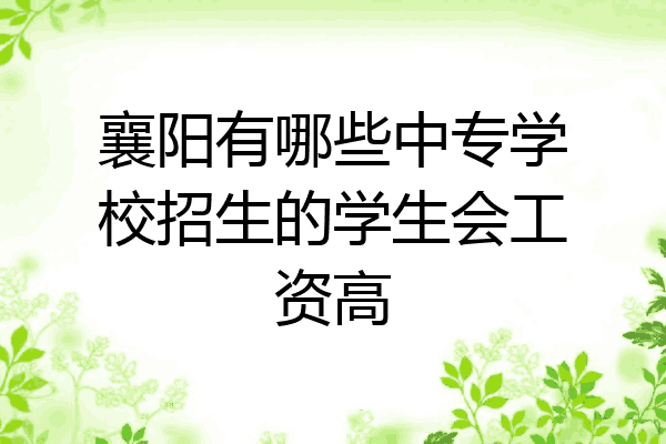 襄阳有哪些中专学校招生的学生会工资高