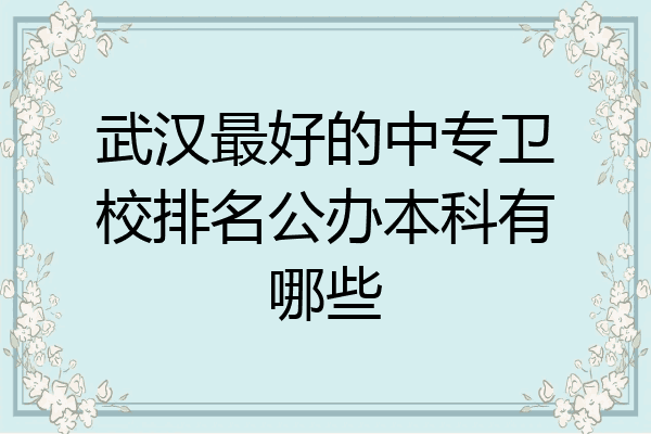 武汉最好的中专卫校排名公办本科有哪些