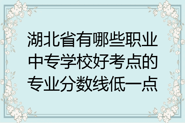 湖北省有哪些职业中专学校好考点的专业分数线低一点
