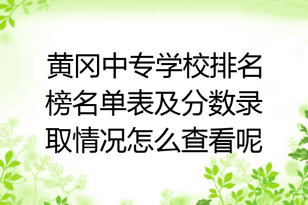 黄冈中专学校排名榜名单表及分数录取情况怎么查看呢