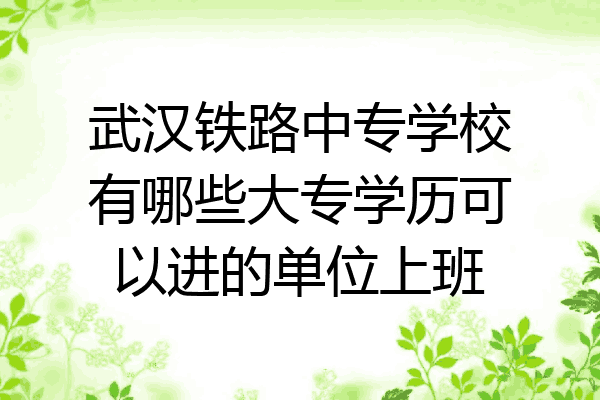 武汉铁路中专学校有哪些大专学历可以进的单位上班