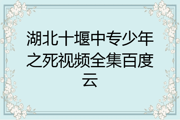 湖北十堰中专少年之死视频全集百度云