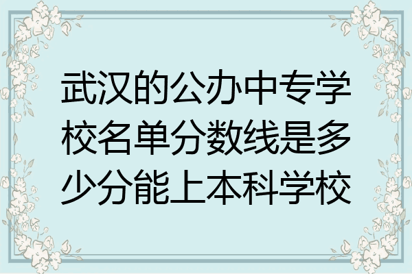 武汉的公办中专学校名单分数线是多少分能上本科学校