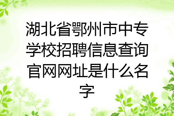 湖北省鄂州市中专学校招聘信息查询官网网址是什么名字