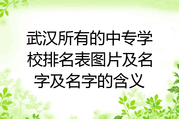 武汉所有的中专学校排名表图片及名字及名字的含义