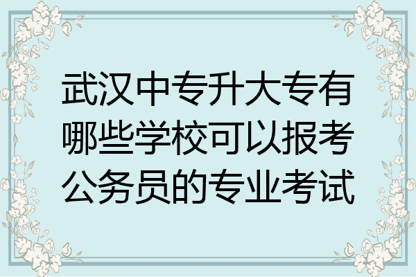 武汉中专升大专有哪些学校可以报考公务员的专业考试