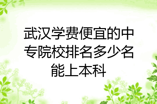武汉学费便宜的中专院校排名多少名能上本科