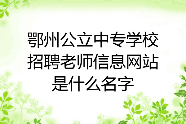 鄂州公立中专学校招聘老师信息网站是什么名字
