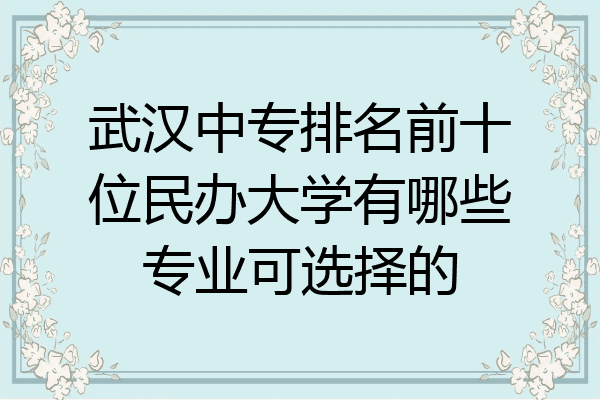 武汉中专排名前十位民办大学有哪些专业可选择的