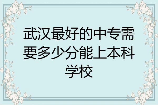 武汉最好的中专需要多少分能上本科学校
