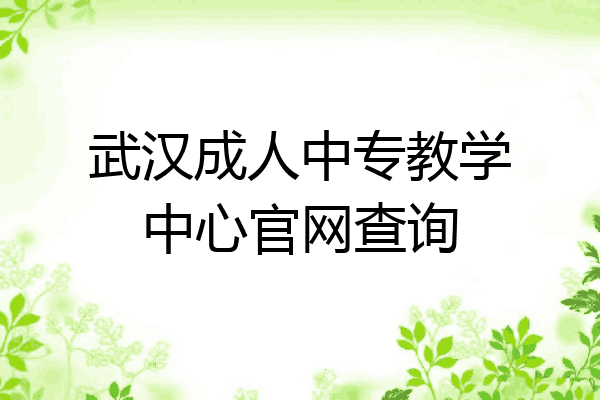 武汉成人中专教学中心官网查询