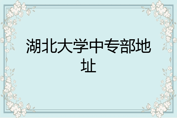 湖北大学中专部地址