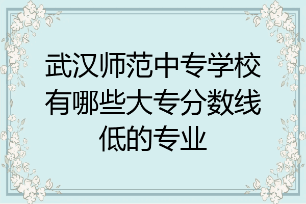 武汉师范中专学校有哪些大专分数线低的专业