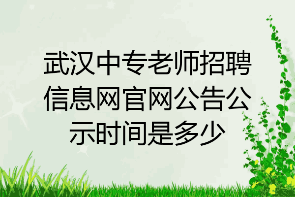 武汉中专老师招聘信息网官网公告公示时间是多少