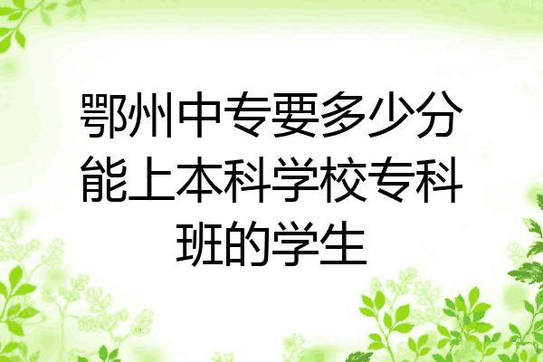 鄂州中专要多少分能上本科学校专科班的学生