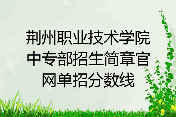 荆州职业技术学院中专部招生简章官网单招分数线