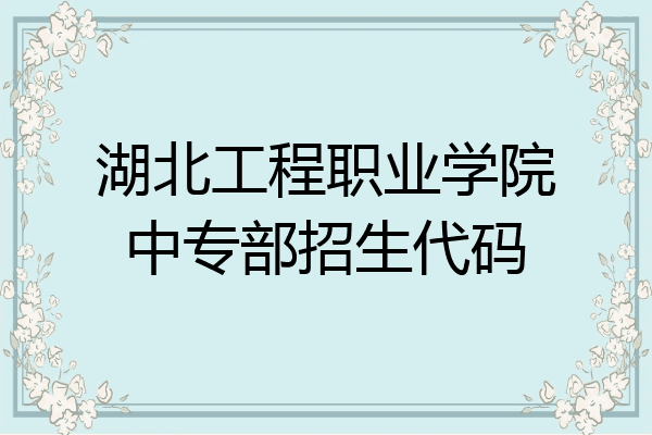 湖北工程职业学院中专部招生代码