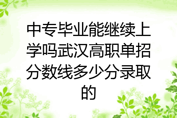 中专毕业能继续上学吗武汉高职单招分数线多少分录取的