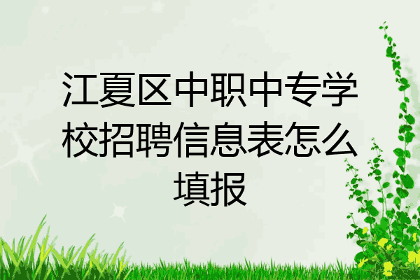 江夏区中职中专学校招聘信息表怎么填报
