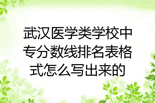武汉医学类学校中专分数线排名表格式怎么写出来的
