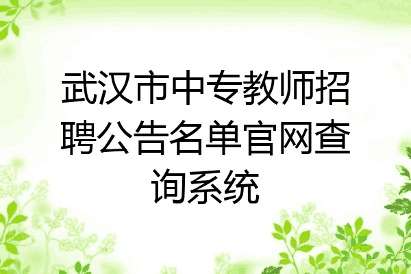 武汉市中专教师招聘公告名单官网查询系统