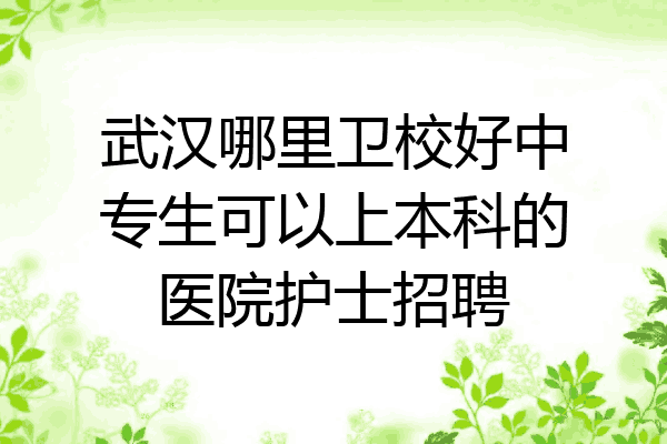 武汉哪里卫校好中专生可以上本科的医院护士招聘
