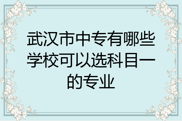 武汉市中专有哪些学校可以选科目一的专业