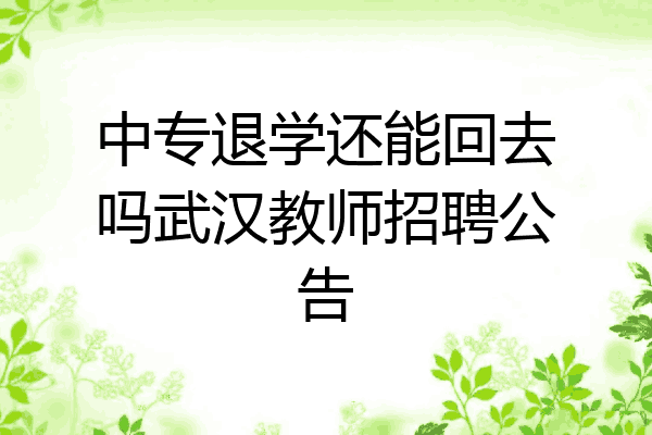 中专退学还能回去吗武汉教师招聘公告