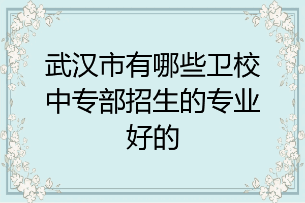 武汉市有哪些卫校中专部招生的专业好的