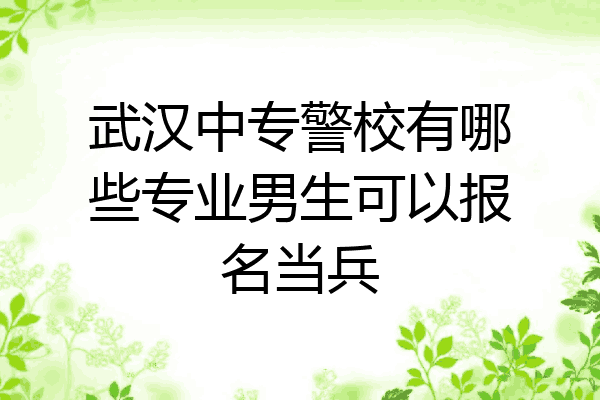 武汉中专警校有哪些专业男生可以报名当兵