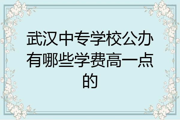 武汉中专学校公办有哪些学费高一点的